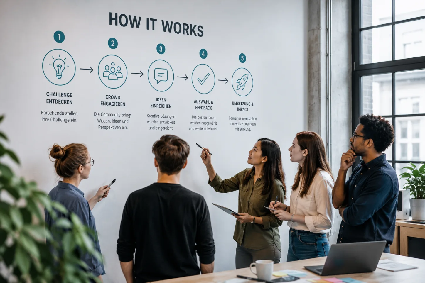 Workflow-Präsentation im modernen Büro